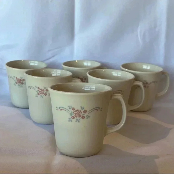 Vintage Corelle Set of 6 English Breakfast Pattern Coffee Mugs - Picture 1 of 3
